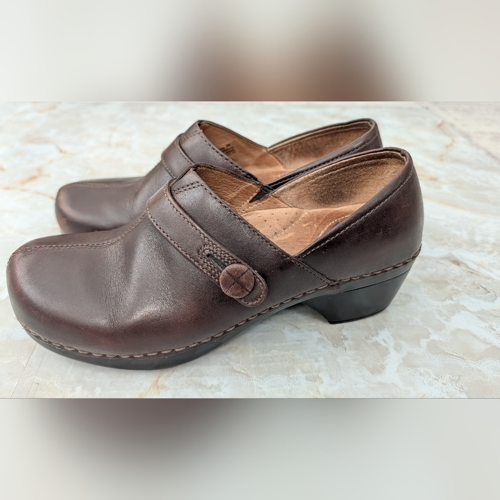 Dansko Woman Brown Leather Solstice Shoes Clogs Size 39